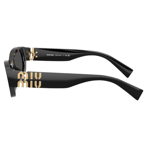 New MIU MIU Sunglasses Black Gold Square Rectangular Miu Miu Women - Picture 3 of 6
